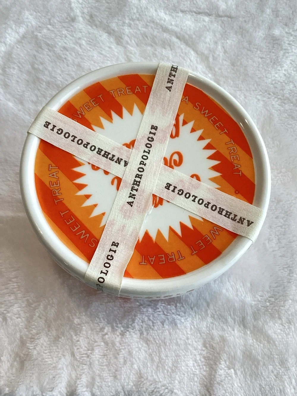 Anthropologie Ceramic Candle Ice Cream Gourmand Orange Cream Popsicle Pint New